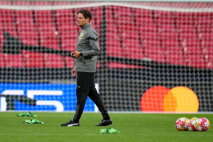 Terzic vor Endspiel gegen Real: "Ein Finale gewinnt man" - Dortmunds Cheftrainer Edin Terzic beim Abschlusstraining im Wembley-Stadion.