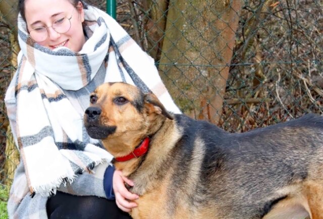Tierpflegerin Emelie Auerbach liebt ihren Job. Besonders viel Zeit nimmt sich die 23-Jährige für Schäferhund-Mischling Fipsi. 