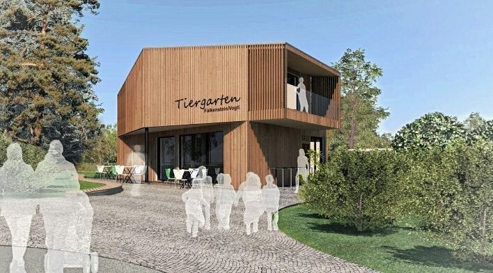 Tierpark-Zugang: Baubeginn im Juni - So soll das neue Funktionsgebäude für Stadtpark und Tiergarten Falkenstein aussehen. 