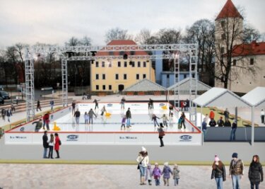Traum von einer Eisbahn wird wahr - So soll die Eisbahn auf dem Freiberger Schloßplatz aussehen.