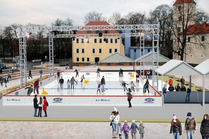 Traum von einer Eisbahn wird wahr - So soll die Eisbahn auf dem Freiberger Schloßplatz aussehen.
