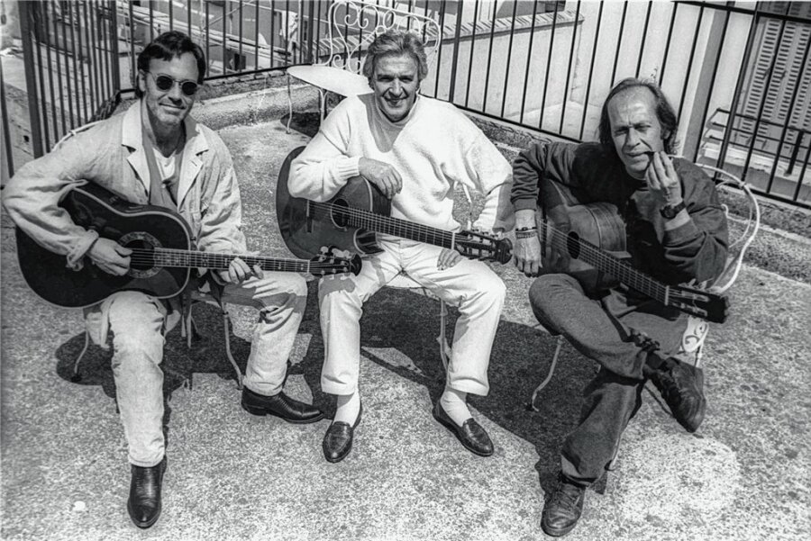 Trio Infernal: Der Samstag danach - Trio Infernal: Al Di Meola, John McLaughlin und Paco de Lucía (von links) vor einem gemeinsamen Konzert in Barcelona. 