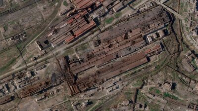 Satellitenbild des Stahlwerks Azovstal in Mariupol.