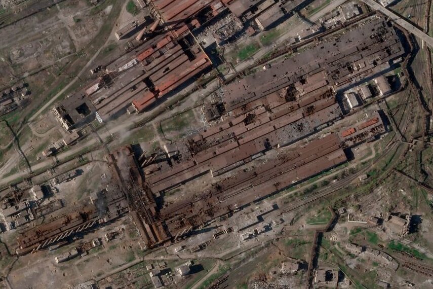 Satellitenbild des Stahlwerks Azovstal in Mariupol.