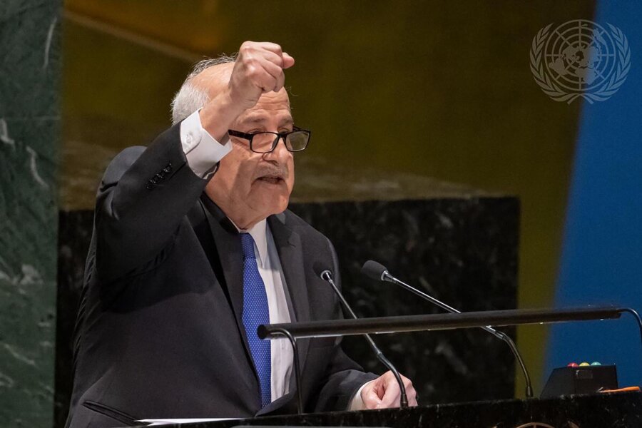 UN stärken Rechte der Palästinenser - Der palästinensische Botschafter Riad Mansur bei der Vollversammlung der Vereinten Nationen in New York.