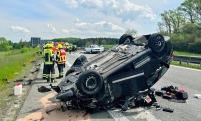 Unfall auf Autobahn 72: US-Army hilft - Insgesamt vier Fahrzeuge waren in den Unfall verwickelt. 