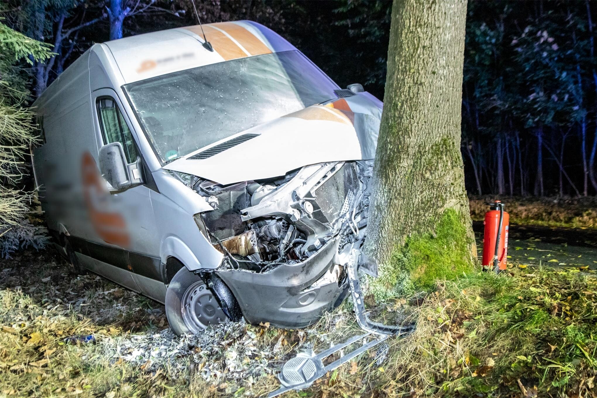 Unfall Im Erzgebirge: Transporter Prallt Nach Wildunfall Gegen Straßenbaum