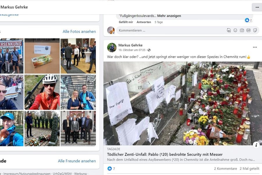 Unfalltod eines Ausländers: Facebook-Kommentar von Freiberger AfD-Stadtrat sorgt für Empörung - Die Kommentare von AfD-Stadtrat Markus Gehrke auf dessen Facebook-Seiten sorgen für Empörung.