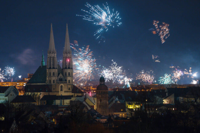 Feuerwerk zum Jahreswechsel in Görlitz.