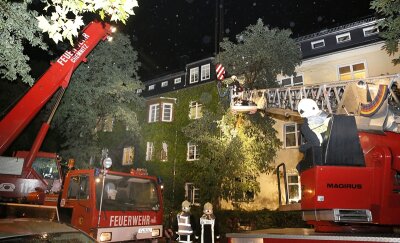 Unwetter hinterlässt Schäden in Sachsen - An der Chemnitzer Schiersandstraße fiel ein Baum auf ein Haus.