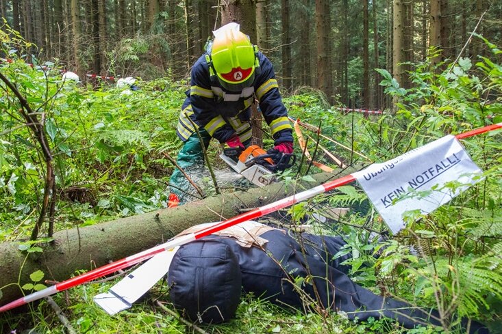 Unwetter und Waldbrand - Katastrophenschutzübung im Erzgebirge - 