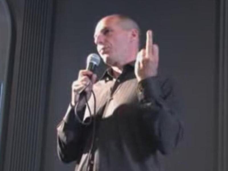 Varoufakis-Vortrag veröffentlicht - samt Mittelfinger - Screenshot aus dem während der Jauch-Sendung gezeigten Youtube-Video.