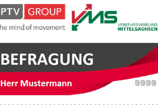 Verkehrsverbund Mittelsachsen zählt Fahrgäste - Mit diesem Ausweis stellen sich die VMS-Mitarbeiter vor.