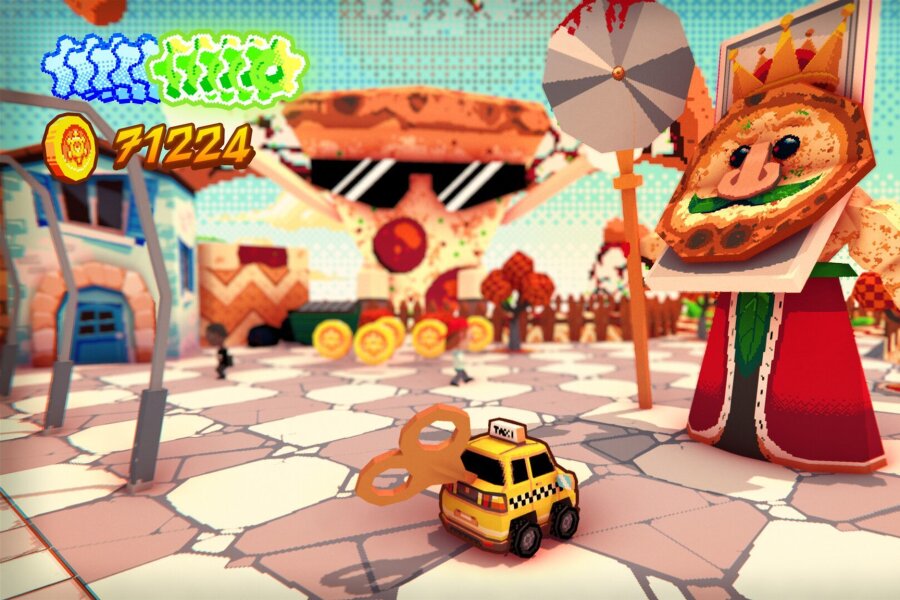 Videospiel: Im Aufziehtaxi auf großer Mission - Der Pizzakönig benötigt Hilfe in "Yellow Taxi Goes Vroom".