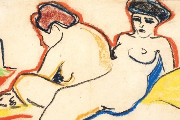 Viele Werke sind bis heute verschollen - Ernst Ludwig Kirchners "Zwei Akte auf Lager".