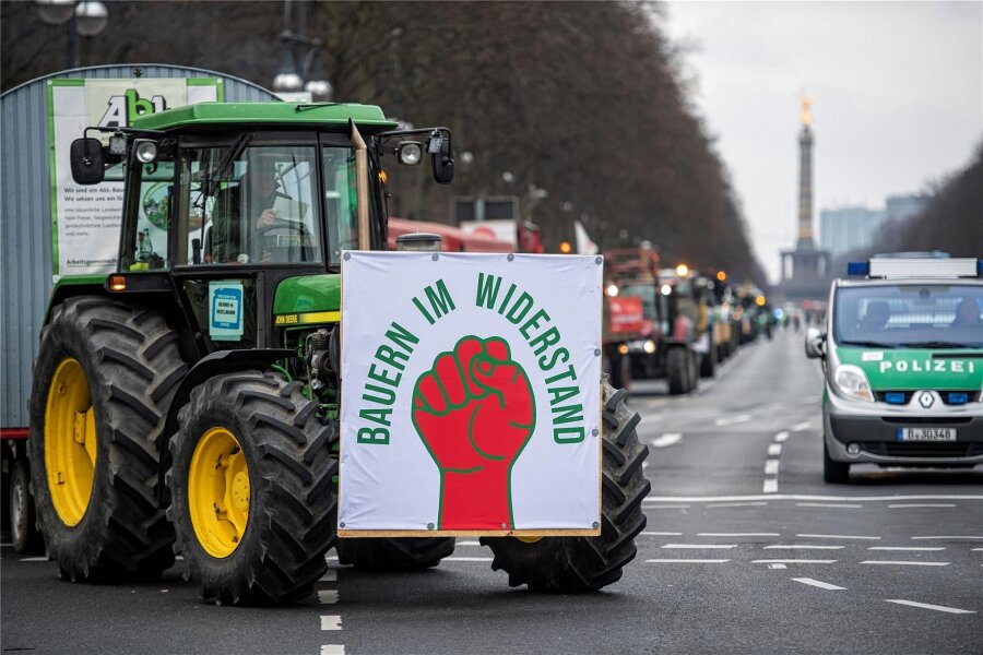 Vogtländische Bauern demonstrieren am Montag in Berlin - Landwirte werden am Montag nicht zum ersten Mal in Berlin in diesem Jahr gegen die Politik der Bundesregierung protestieren. Das Foto zeigt eine Bauern-Demo vom 21. Januar in Berlin.