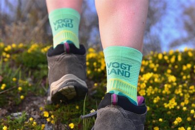 Vogtland-Socken entpuppen sich als Verkaufsschlager - Auf den Wanderwegen ist diese Vogtland-Socke ein echter Hingucker. 