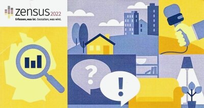 Volkszählung: Rund 73.000 Leute im Erzgebirgskreis befragt - Teil eines Werbeflyers für die Mitarbeit am Zensus 2022. 