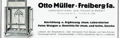 Vom Glaskolben bis zum Komplettlabor - Mit dieser Anzeige machte Otto Müller 1926 auf sein Geschäft aufmerksam.