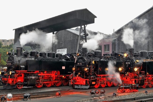 Mit einer Lokschau vor dem Lokschuppen des Bahnhofs Oberwiesenthal wurde vor fünf Jahren das 120-jährige Bestehen der Schmalspurstrecke gefeiert.