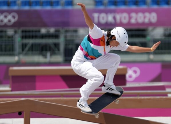 Von der Subkultur zum Olympia-Sport - Olympische Premiere in Tokio: Die 13-jährige Momiji Nishiya aus Japan holte im Aomi Urban Sport Park Gold in der Disziplin Street. 
