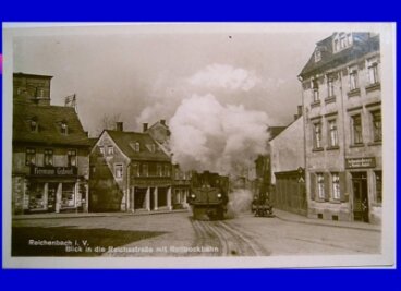 Vor 120 Jahren Baubeginn für die Rollbockbahn - Die Postkarte hält die Rollbockbahn in der Reichenbacher Reichsstraße fest. 