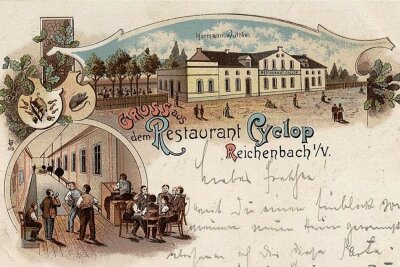 Vor 150 Jahren: Der erste Güterwagen kam aus Reichenbach - Gruß aus dem Restaurant Cyclop: Die historische Ansichtskarte stammt aus der Sammlung von Rolf Götz. 