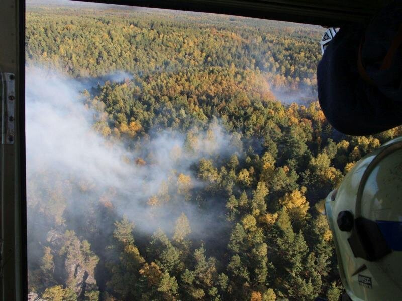 Waldbrand im Elbsandsteingebirge unter Kontrolle - Feuerwehrleute aus Tschechien und Deutschland bekämpften den Waldbrand in der Sächsisch-Böhmischen Schweiz.