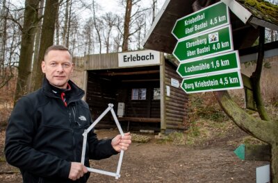 Wanderwege: Ortsvorsteher packt mit an - Bernd Ellrich-Neugebaur unterstützt den Wegewart des Zweckverbands Kriebsteintalsperre. 
