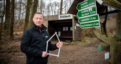 Wanderwege: Ortsvorsteher packt mit an - Bernd Ellrich-Neugebaur unterstützt den Wegewart des Zweckverbands Kriebsteintalsperre. 