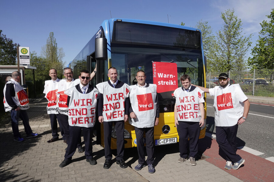 Warnstreik im regionalen Linienverkehr auch in der Region - In Chemnitz beteiligen sich Mitarbeiter von Euro Traffic Partner - einem Partnerunternehmen der CVAG - am Streik.