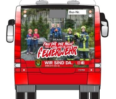 "Passt Dir der Helm?" Mit diesem Slogan will der Kreisfeuerwehrverband auf vier Bussen künftig für das Ehrenamt im Erzgebirgskreis werben. 