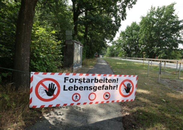 Aus Sicherheitsgründen sind die Wege im Park während der Forstarbeiten gesperrt worden.