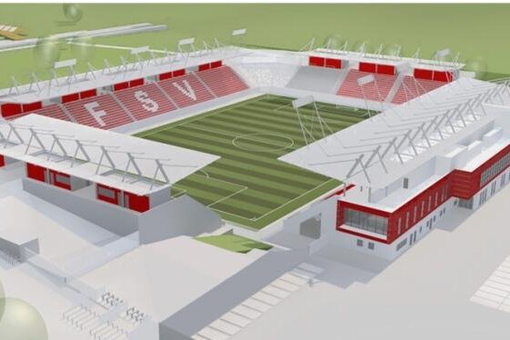 Weg frei für Zwickauer Fußball-Stadion - So ähnlich könnte es aussehen: Der erste Referenzentwurf für das neue Zwickauer Fußballstadion.