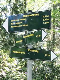 Wegenetz im Zwickauer Stadtwald neu beschildert - Die neuen Schilder im Stadtwald.