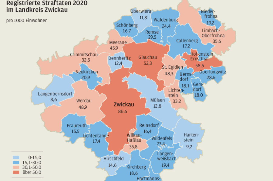 Welche Orte sind die sichersten im Landkreis Zwickau? - 