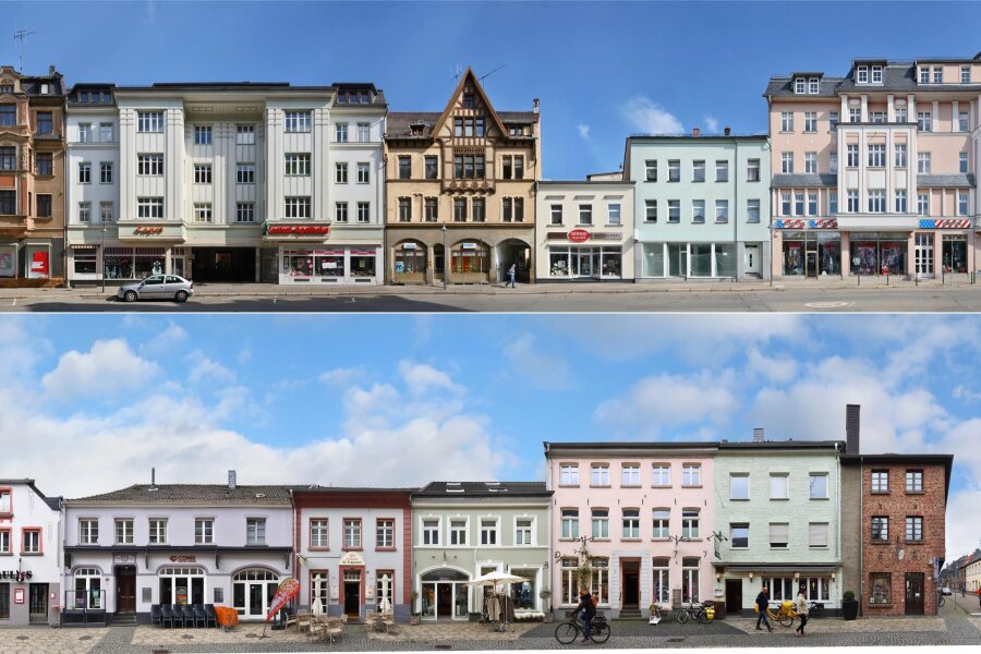 Werdau: In der einstigen Tuchfabrik dreht sich alles um Kleinstädte - In der Tuchfabrik zu sehen: Lineare Panoramen von Straßenzüge in Werdau (oben) und Kempen.