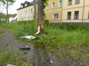 Werdau: Skoda fährt gegen Baum - zwei Senioren schwer verletzt - Am Baum entstanden deutliche Schäden. 