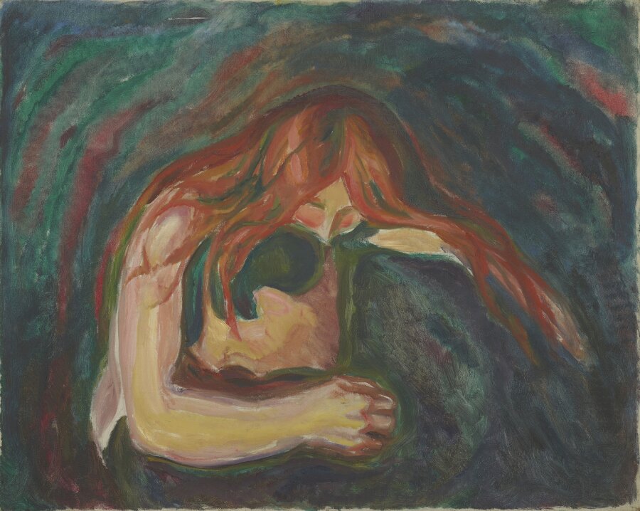Beziehungslosigkeit trotz körperlicher Verstrickung: Edvard Munchs Gemälde "Vampyr" (1916/18) ist zurzeit in der Berlinischen Galerie in Kreuzberg zu sehen. 