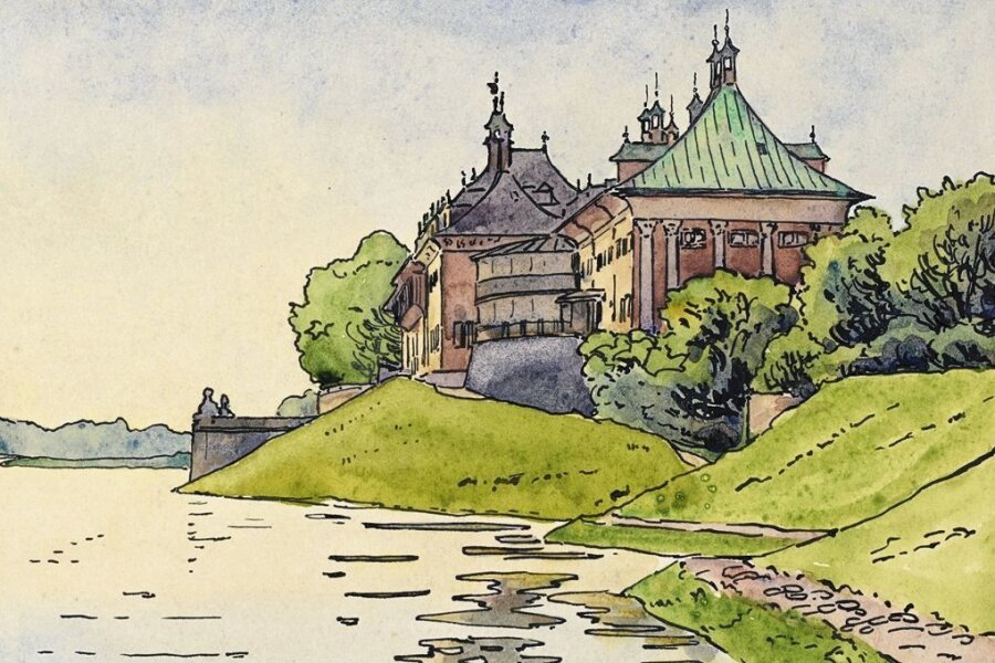 Wie die Künstlergruppe Brücke entstand - Fritz Bleyl hat um das Jahr 1905 das Schloss Pillnitz gezeichnet. 