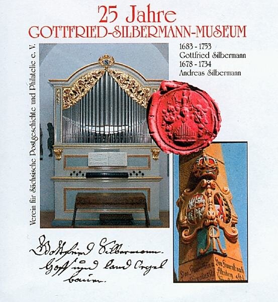 Wie Frauenstein zur Postmeilensäule kam - Der Sonderumschlag im Jubiläumsjahr mit der Silbermann-Orgelkopie des Museums. 