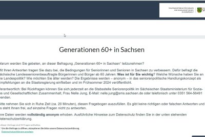 Wie leben ältere Menschen in Sachsen? Die Seniorenbeauftragte will das wissen - Der Fragebogen kann im Internet ausgefüllt werden, in Papierform ist er in Bürgerservicestellen erhältlich.