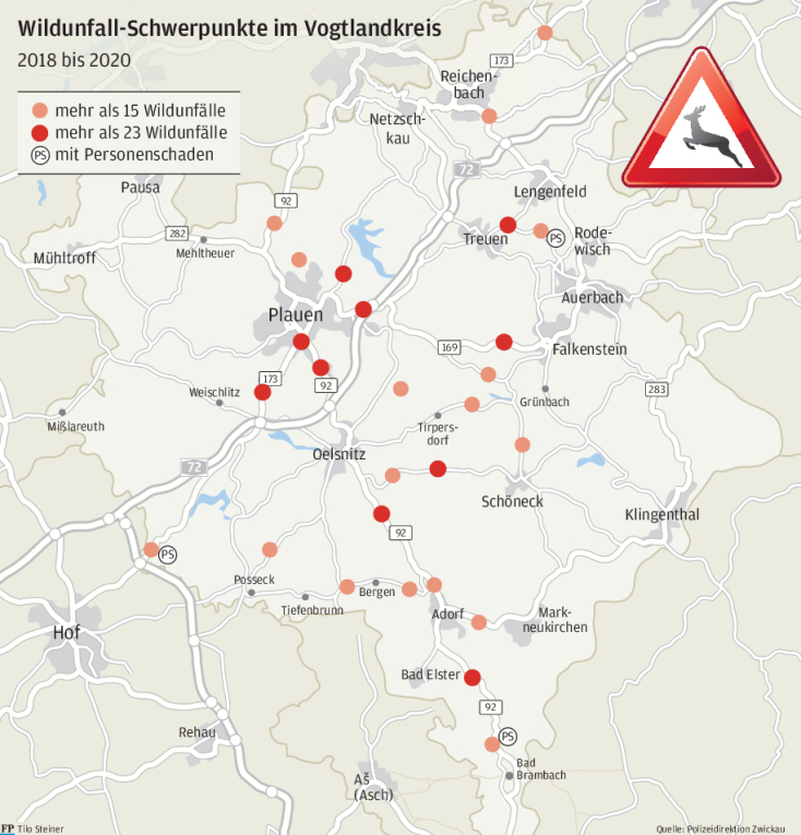 Wildunfälle: Das sind die Hotspots im Vogtlandkreis 