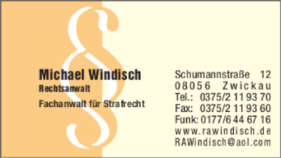 Willkommen zum 18. Stadtfest Zwickau - Anzeige: Rechtsanwalt Michael Windisch