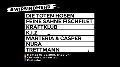 #wirsindmehr: Diese Musiker treten am Montag in Chemnitz auf - 