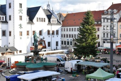 Wochenmarkt in Freiberg zieht auf den Schloßplatz - Christmarkt auf dem Obermarkt: Die Stände des Wochenmarktes stehen deshalb auf dem Schloßplatz.