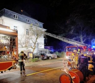Wohnungsbrand: Bewohner gerettet - Feuer in einem Haus an der Marschnerstraße: Mit einer Drehleiter wurden im Obergeschoss eingeschlossene Bewohner gerettet - und ein Hund. 