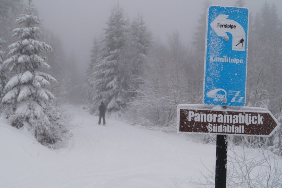 Das Winterwetter sorgt für weitgehend gute Bedingungen zum Skilaufen - die Kammloipe am Schneckenstein am gestrigen Montag. 