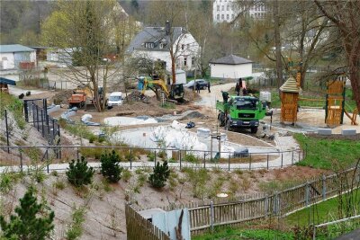 Zschopaus neuer Stadtpark nimmt Gestalt an - Dieser Weg führt hinunter in den Seminargarten, der am 14. Mai eröffnet werden soll.