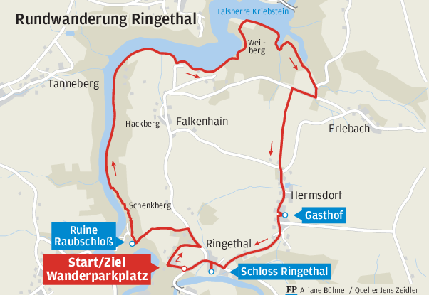 Zu Besuch an den Ruinen des Raubschlosses - Übersicht: Rundwanderung Ringethal.
